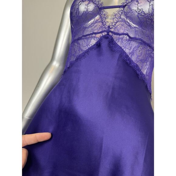 Victoria's Secret Chemise Slip Womens Small Purple Lace Satin Rhinestone Straps - Picture 11 of 12